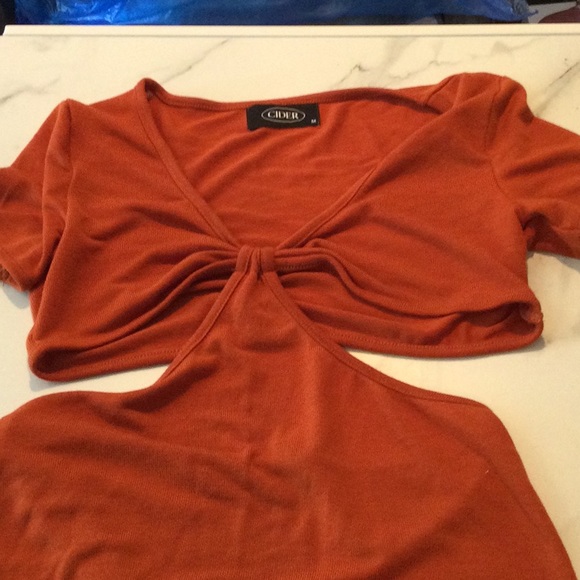 Cider orange tube deep v maxi dress, medium. - Picture 3 of 5